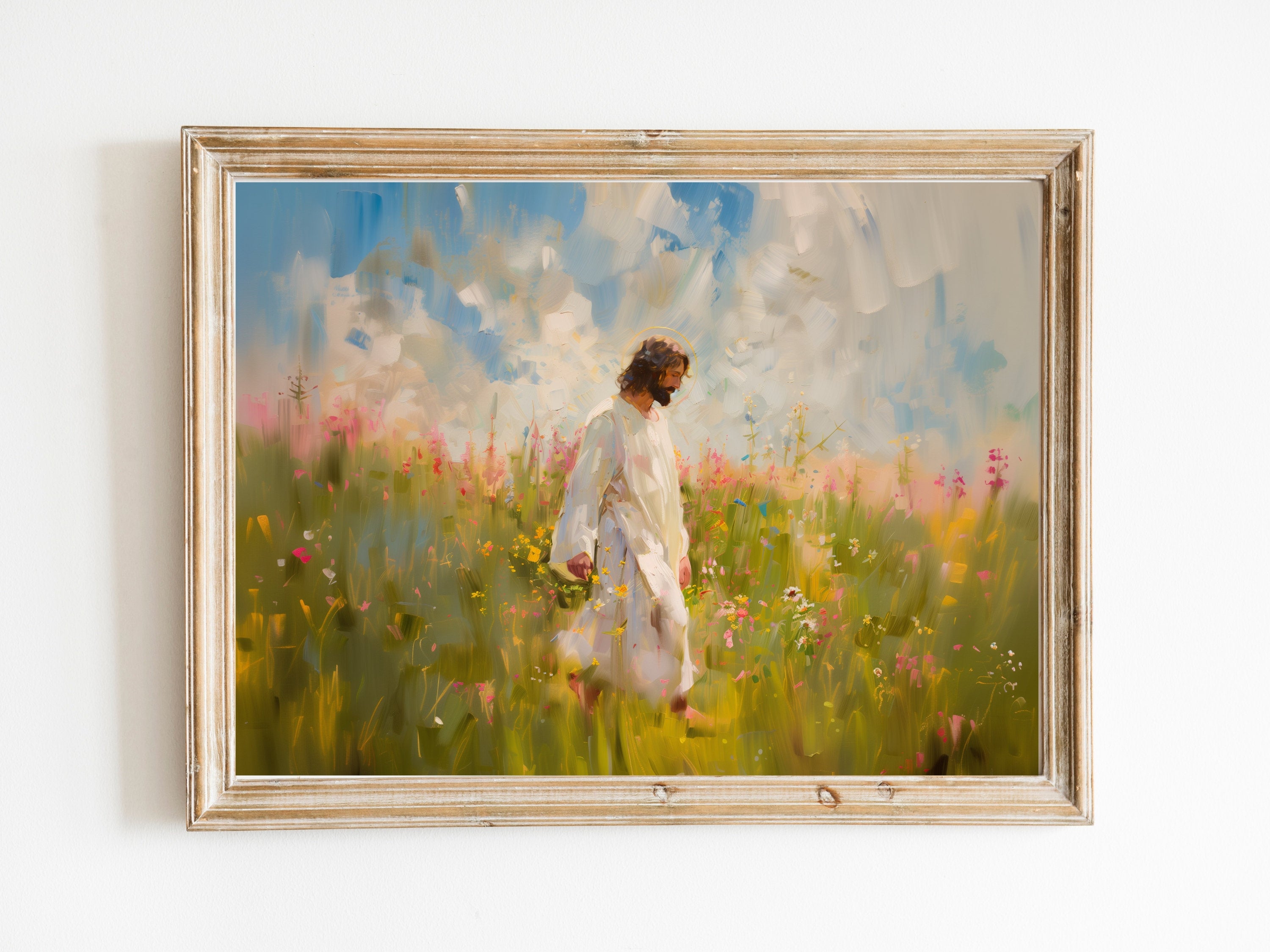 Spring Gods Handiwork The Handiwork of God | Jesus in Wildflower Meadow Art Print – Modern ...
